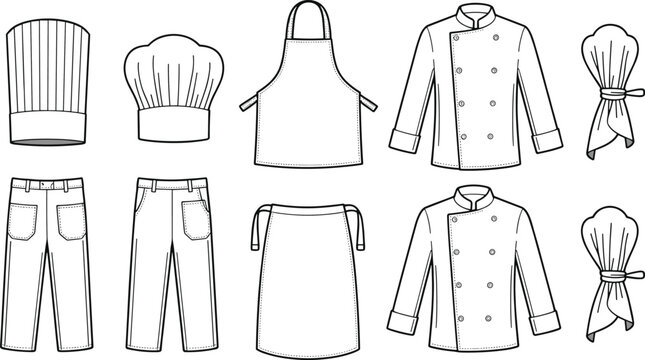 Culinary Uniform and Accessories Illustrations chef