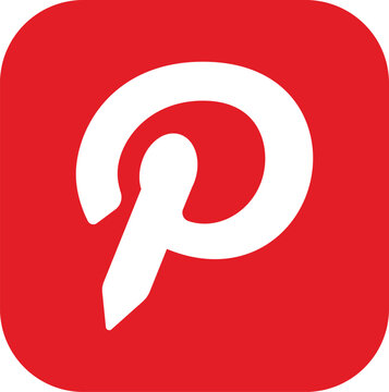 Pinterest social media logo icon with a white letter p on a red rounded square background