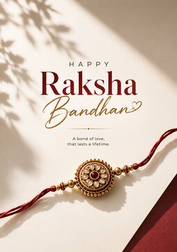 Traditional Red and Gold Rakhi for Raksha Bandhan Celebration poster