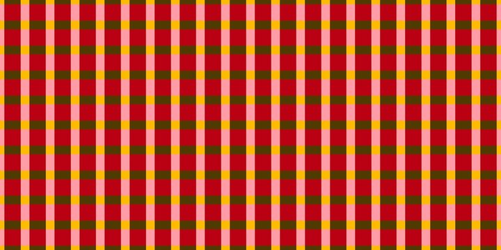 Vector illustration of vibrant orange and red block plaid tartan pattern.