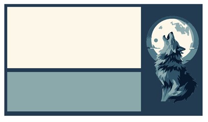 Vector illustration design of a wolf howling at the moon in cool colors. © Jorginho