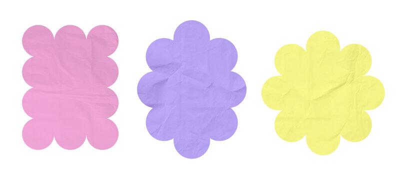 Frame border scallop shape wave flower oval box with paper texture. This design combines a wavy edge with a decorative rectangle or circular frame. A simple form