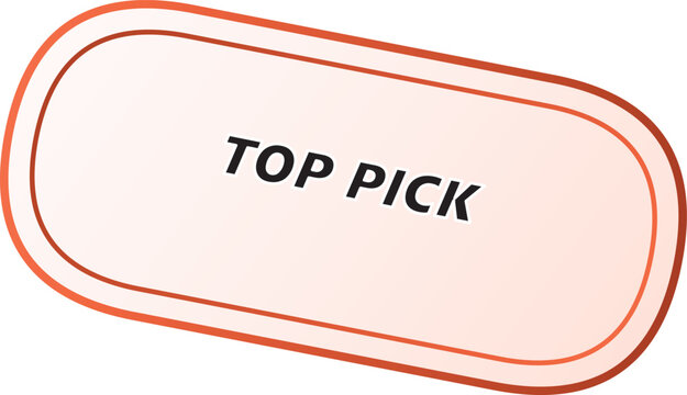 A red top pick button or label with an oblong shape on a white background for e-commerce websites