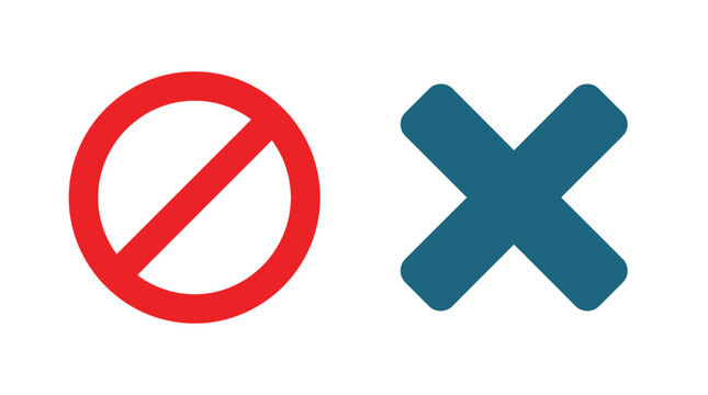 Prohibited and cancel symbols flat vector icons on white background