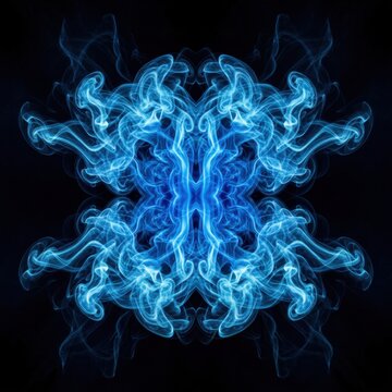 Intricate blue plasma smoke mirror effect graphic design.