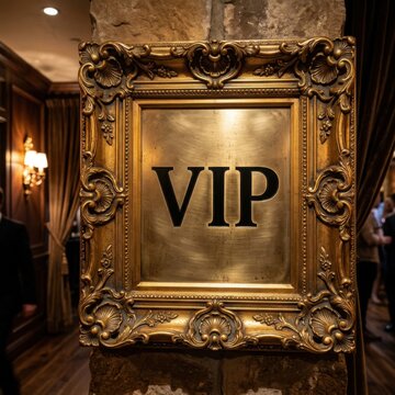 Gold VIP frame signage for exclusive access and premium.