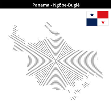 Map of Panama region Ng&ouml;be-Bugl&eacute; in concentric small size outlines