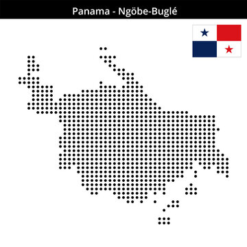 Map of Panama region Ng&ouml;be-Bugl&eacute; in medium size dots