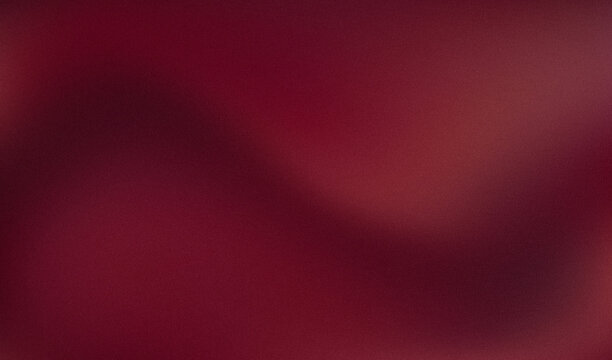 Abstract dark aesthetic background with flowing burgundy red crimson light wave gradient and vintage grainy noise texture