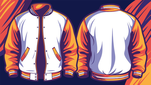 Varsity Jacket Front Back Apparel Vector