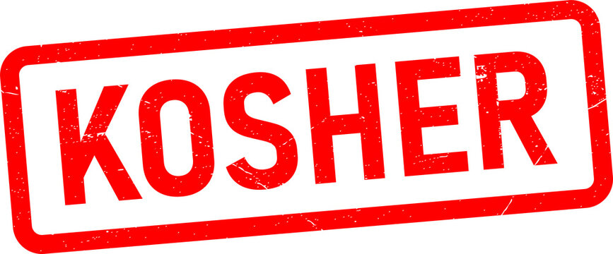 Red kosher stamp sign with a grunge texture effect isolated on transparent background
