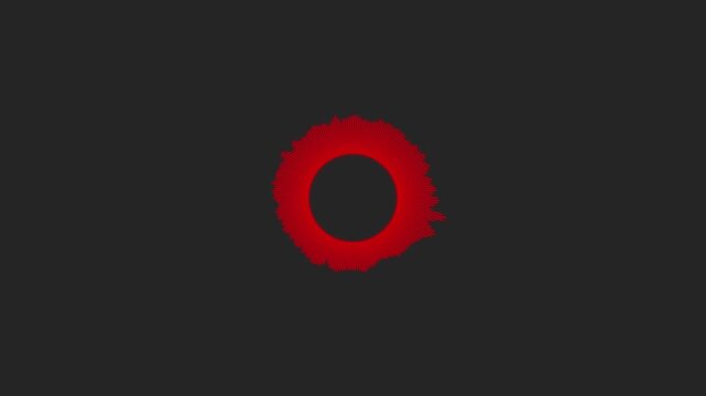 Red circular audio equalizer pulsing on dark background. Perfect for music events, parties, or visual effects at 120 BPM.