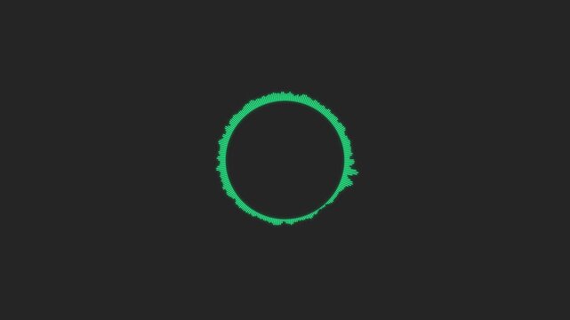 Bright green circular sound equalizer pulsing with energetic rhythm. Ideal for music events, futuristic interfaces, or any project needing dynamic visuals at 120 BPM.