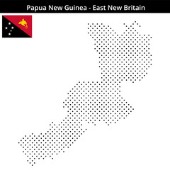 Obraz premium Map of Papua-New-Guinea region East-New-Britain in small cross shaped dots