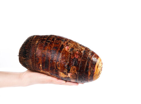 Fresh Lipu Taro from Guangxi China - Traditional Root Vegetable with Crosshatch Pattern Studio Shot
