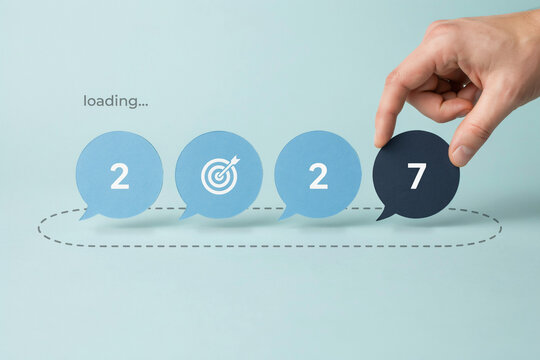 Business progress bar concept with  2027 New Year and loading text