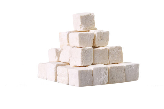 Traditional Yunnan Poria Cocos Dried Herbal Medicine Blocks Studio Shot on White Background