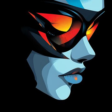 Stylish woman's profile, futuristic sunglasses