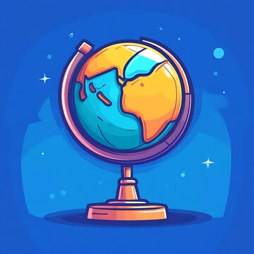 Stylized globe illustration, vibrant colors, simple design