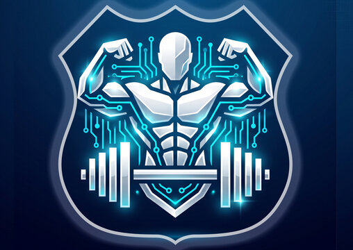 Cybernetic Bodybuilder Gym Logo and Icon
