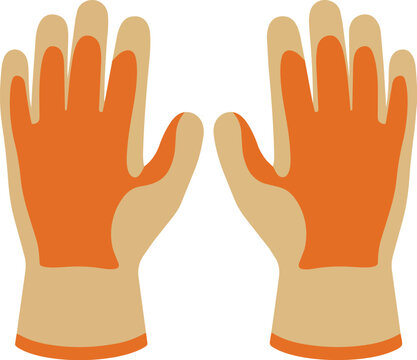 Pair of orange and beige protective work gloves for safety, construction, gardening, or industrial tasks, isolated on a clean backdrop.
