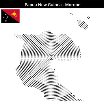 Map of Papua-New-Guinea region Morobe in concentric small dots