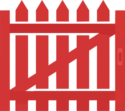 Red wooden fence or gate, a simple isolated design element for property, boundaries, security, garden decor, and outdoor living concepts