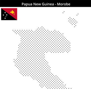Map of Papua-New-Guinea region Morobe in small cross shaped dots