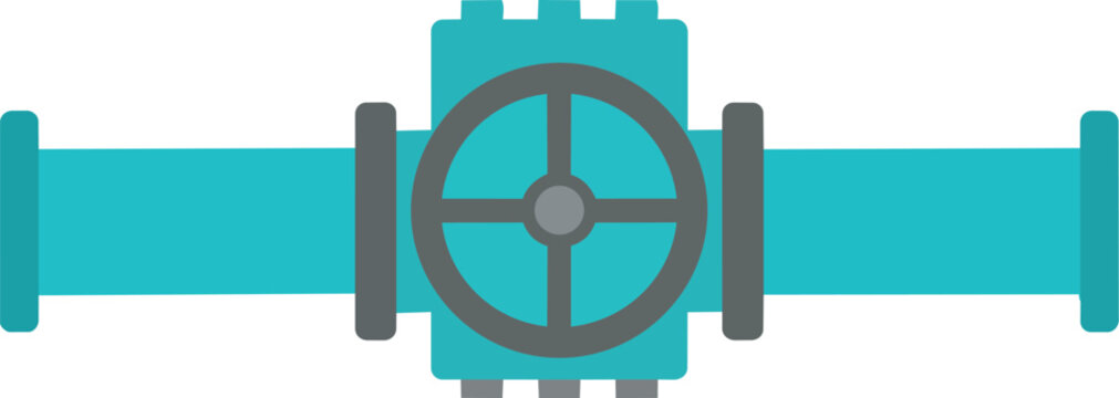 A teal pipeline with a grey valve, suitable for industrial, construction, plumbing, or waterworks infrastructure design and maintenance concepts