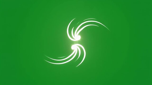 Counter Rotating White Vortices Green Screen Animation
