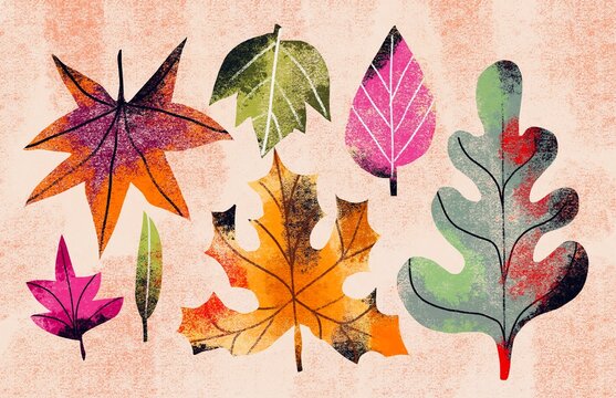 Textured Autumn Leaves and Berries Collection