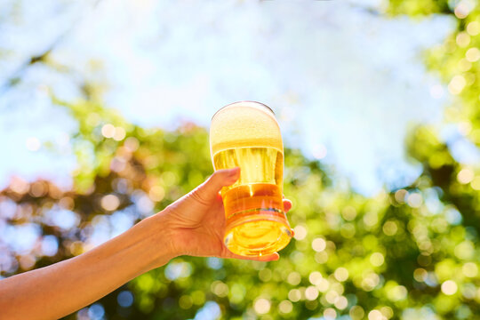 Glass of Beer Against Trees and Sky