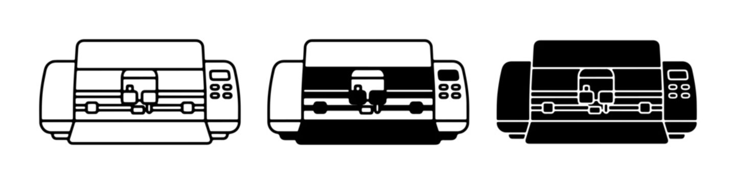 Cutting Plotter Icons, Vinyl Cutter Machine Vector Graphics, Crafting Device Set, Digital Cutting Machine Illustrations