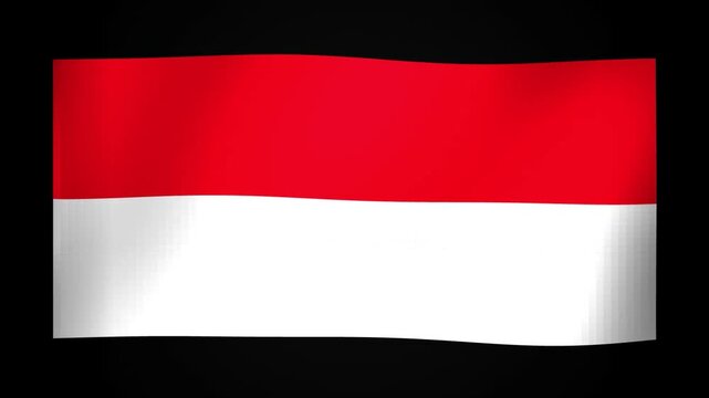 Red and white banner ripples smoothly in this seamless indonesia flag animation, national day or politics or sport event - 3D rendering - slow motion. 4k video animation seamless loop