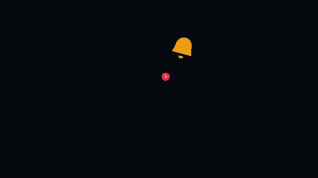 Animated notification bell with red alert badge for social media and ui animation 4k