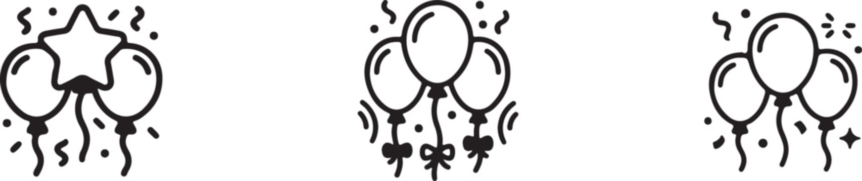 Set of celebration balloons vector icon illustrations with balloons, celebration