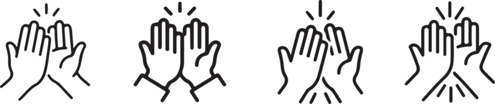 High five hand gestures vector icon set with highfive gestures agreement