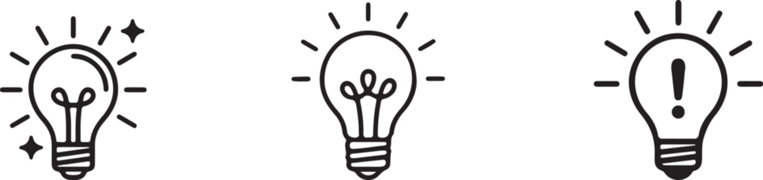 Light bulb idea and innovation vector icon set with lightbulb, innovation