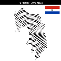 Obraz premium Map of Paraguay region Amambay in concentric medium dots