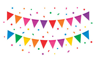 Obraz premium Vibrant Party Bunting Flags and Confetti for Celebrations