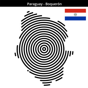 Map of Paraguay region Boquer&oacute;n in larger concentric lines