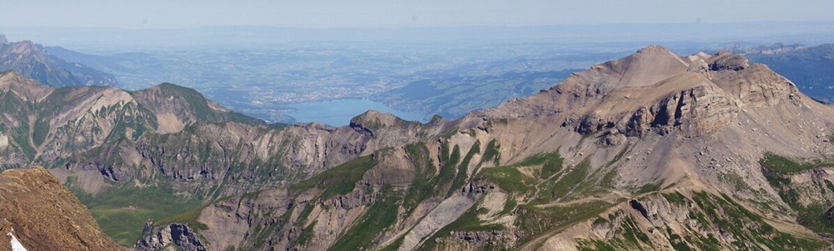 Bernese Oberland mountains, Lake Thun, Swiss Alps, Bern, Switzerland