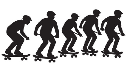 Skateboarder performing a series of tricks and stances on a skateboard © Tonu