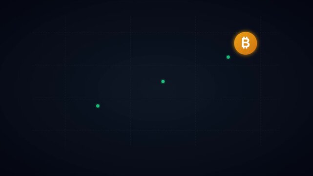 Bitcoin price growth chart animation: cryptocurrency market trend analysis and digital finance success concept 4k