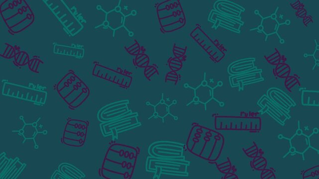 Science Education Pattern Animation DNA Molecules Books Chemistry Atoms