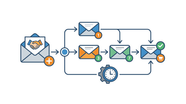 Email marketing workflow with communication and automation
