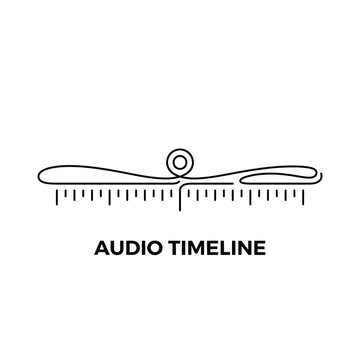 Linear timeline with circular thumb control a black line icon on a white background audio waveform track ruler measurement