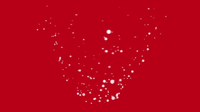 White dots swirl into a tornado-like vortex on a vivid red background, creating a dynamic particle motion effect suited for festive intros, transitions, overlays, title screens, and promos.