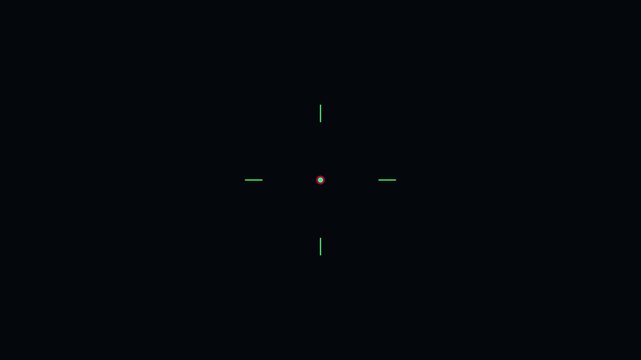 Digital camera autofocus target overlay with green reticle and square tracking box for ui interface animation 4k