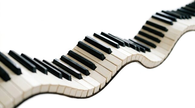 Abstract wavy piano keyboard isolated on white background